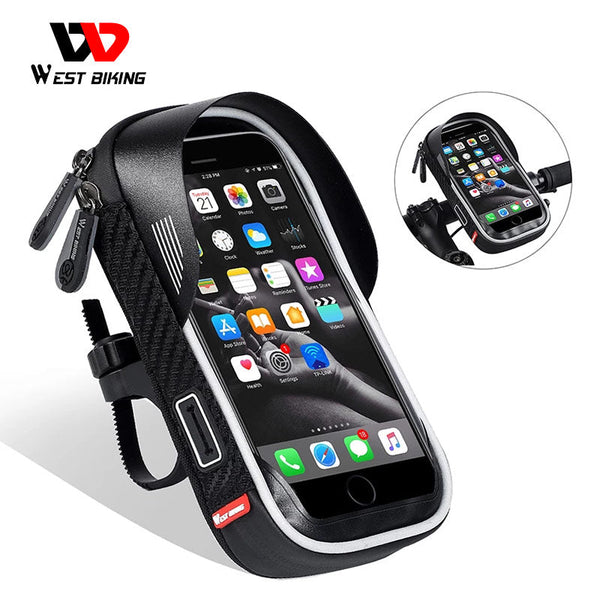 Borsa per bicicletta impermeabile borsa per cellulare per iPhone da 6.5 pollici borse per manubrio da ciclismo MTB con supporto