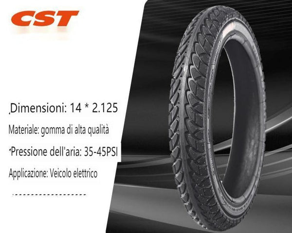 Copertone Pneumatico 14x2.125 pollici Tubeless per bici elettriche E-Bike Engwe T14, Kugoo Kirin V1 e Altri