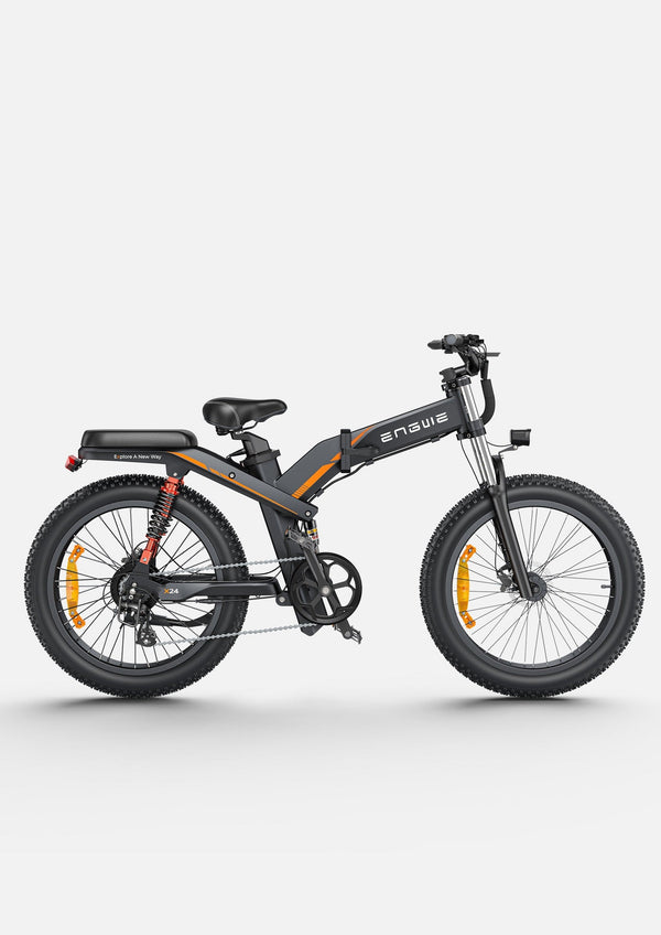 ENGWE X24 | Bicicletta elettrica | Pieghevole | Ruote Fat 24"x4 | Motore 1000W (1200W picco) | 48V 19.2Ah+10Ah doppia batteria | Freni idraulici | Tre ammortizzatori | GARANZIA ITALIANA